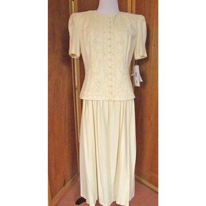 Vintage Karin Stevens Faux 2pc Peplum Butter Yellow Easter Party Dress 8M w/Tags